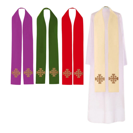 Stola sacerdotale con ricamo Croce oro