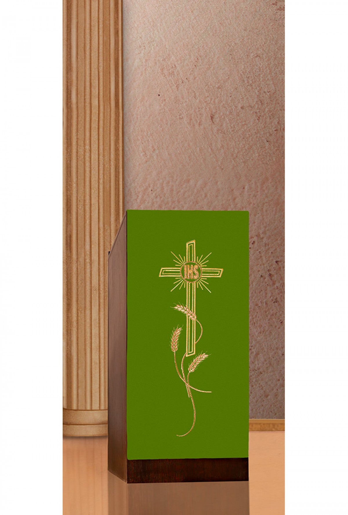 Coprileggio ricamato con Croce e spighe in oro. Misure 55x250 cm.