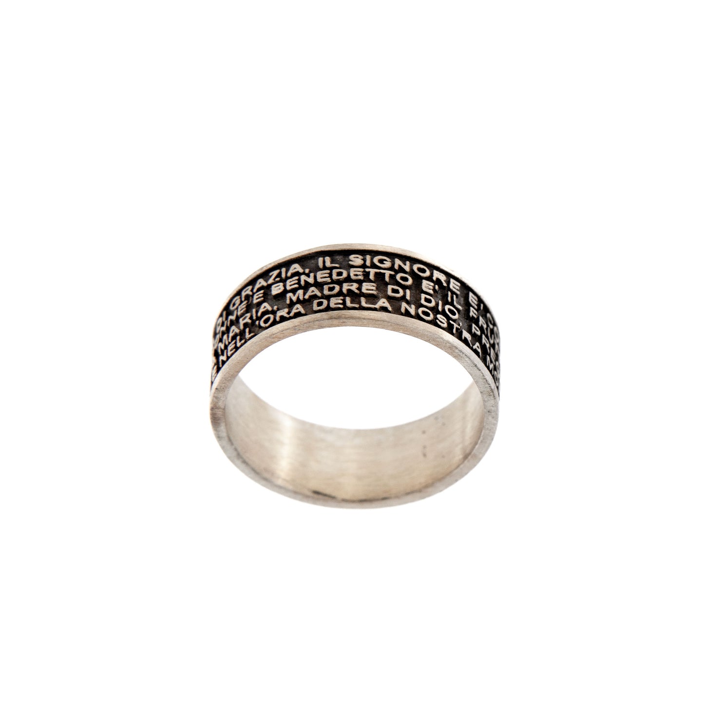 Anello con preghiera "Ave Maria" in argento 925 invecchiato