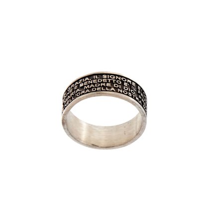 Anello con preghiera "Ave Maria" in argento 925 invecchiato