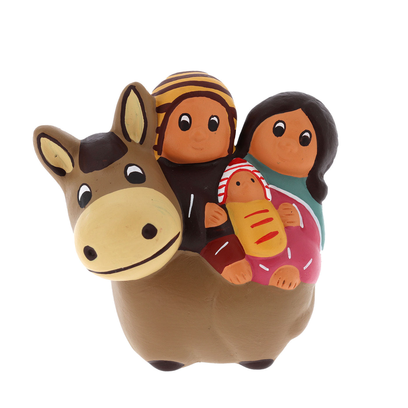 Rappresentazione "Fuga in Egitto" in terracotta. Altezza 8,5 cm