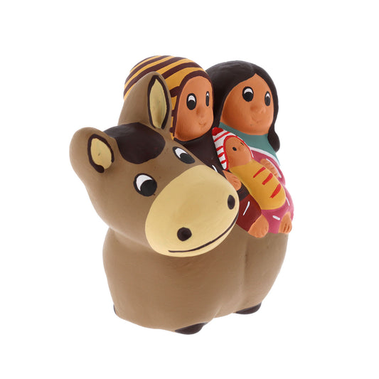 Rappresentazione "Fuga in Egitto" in terracotta. Altezza 8,5 cm