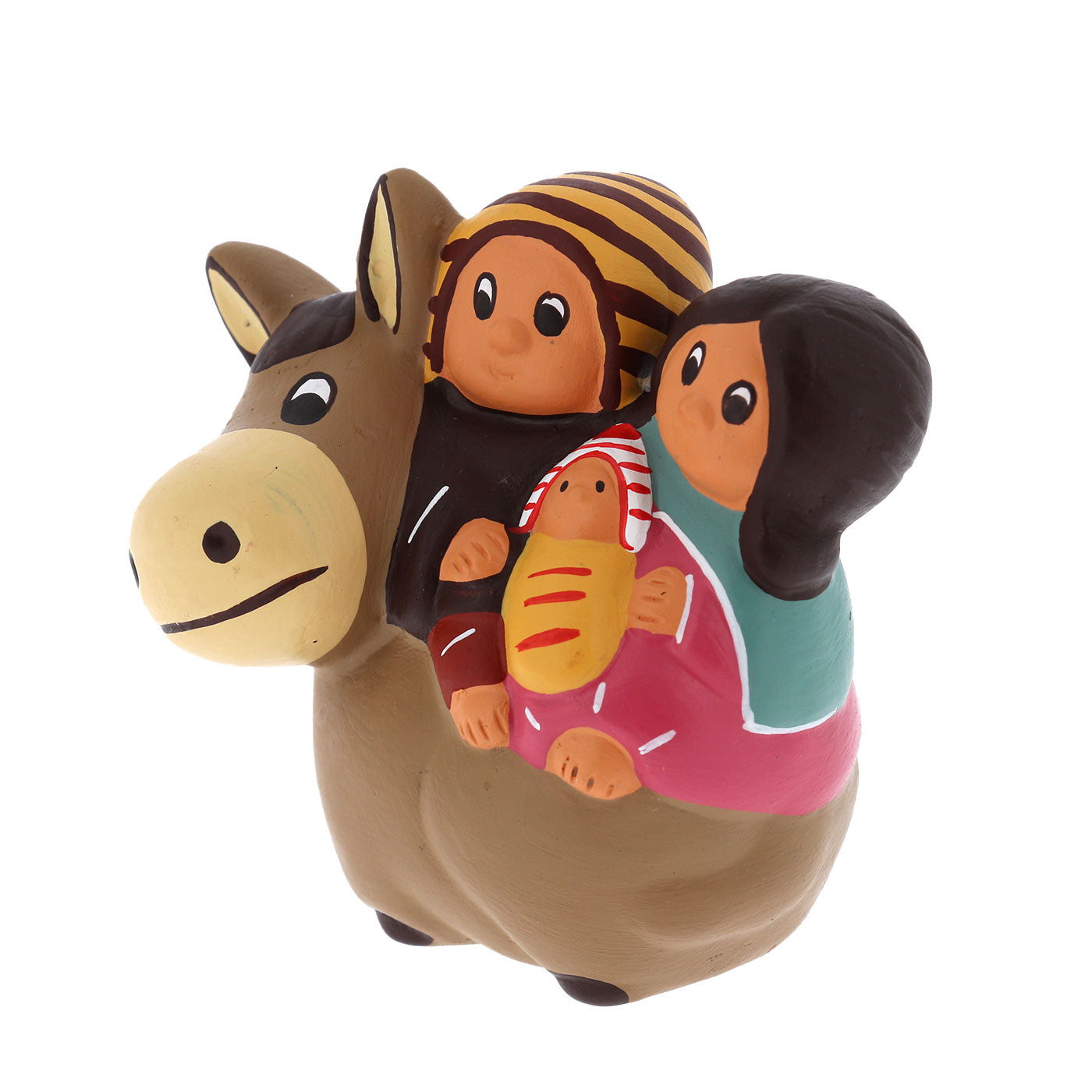 Rappresentazione "Fuga in Egitto" in terracotta. Altezza 8,5 cm