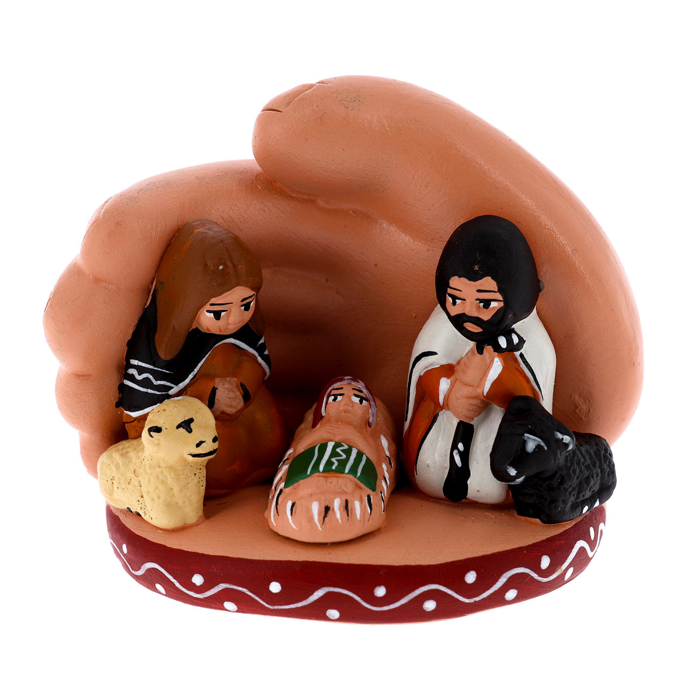 Natività nella Mano di Dio, in terracotta. Dimensioni 3x6 cm