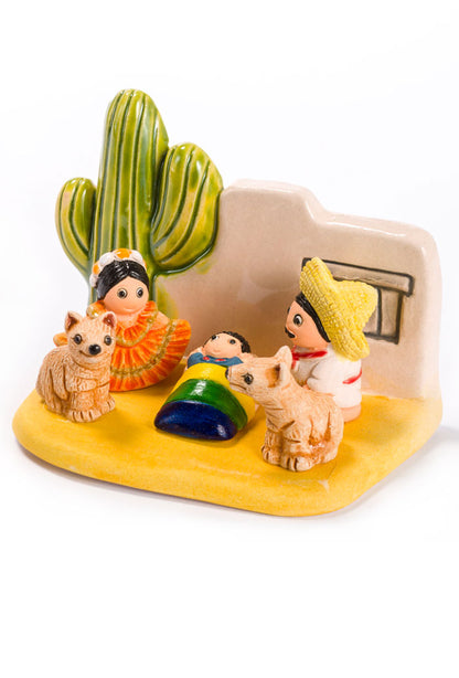 "Presepi del Mondo", in ceramica bianca semismaltata. Dimensioni 7x9 cm