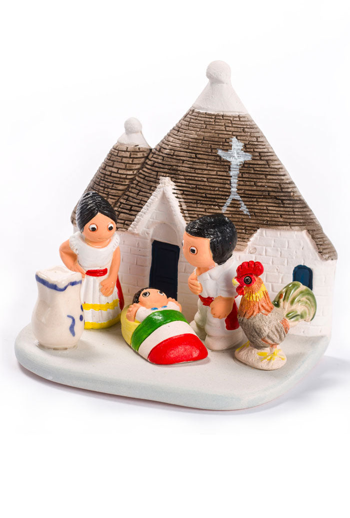 "Presepi del Mondo", in ceramica bianca semismaltata. Dimensioni 7x9 cm