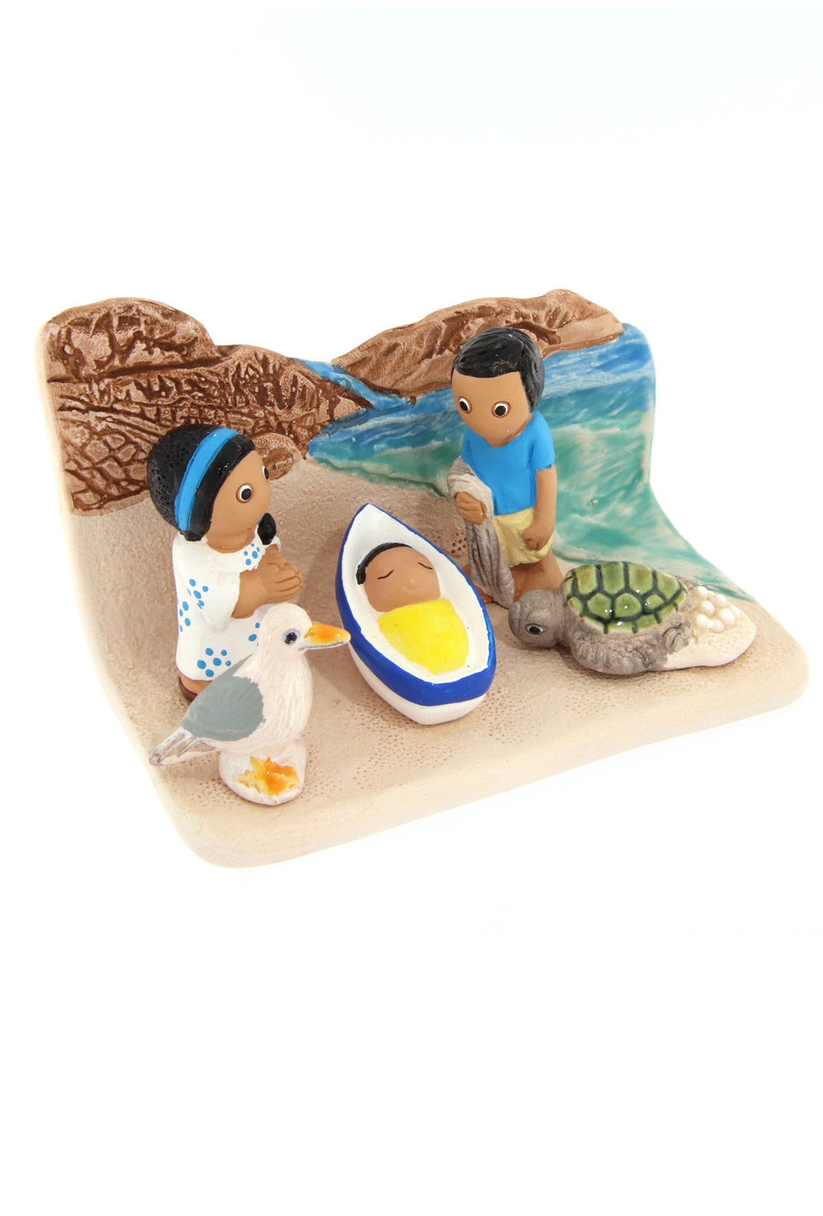 "Presepi del Mondo", in ceramica bianca semismaltata. Dimensioni 7x9 cm