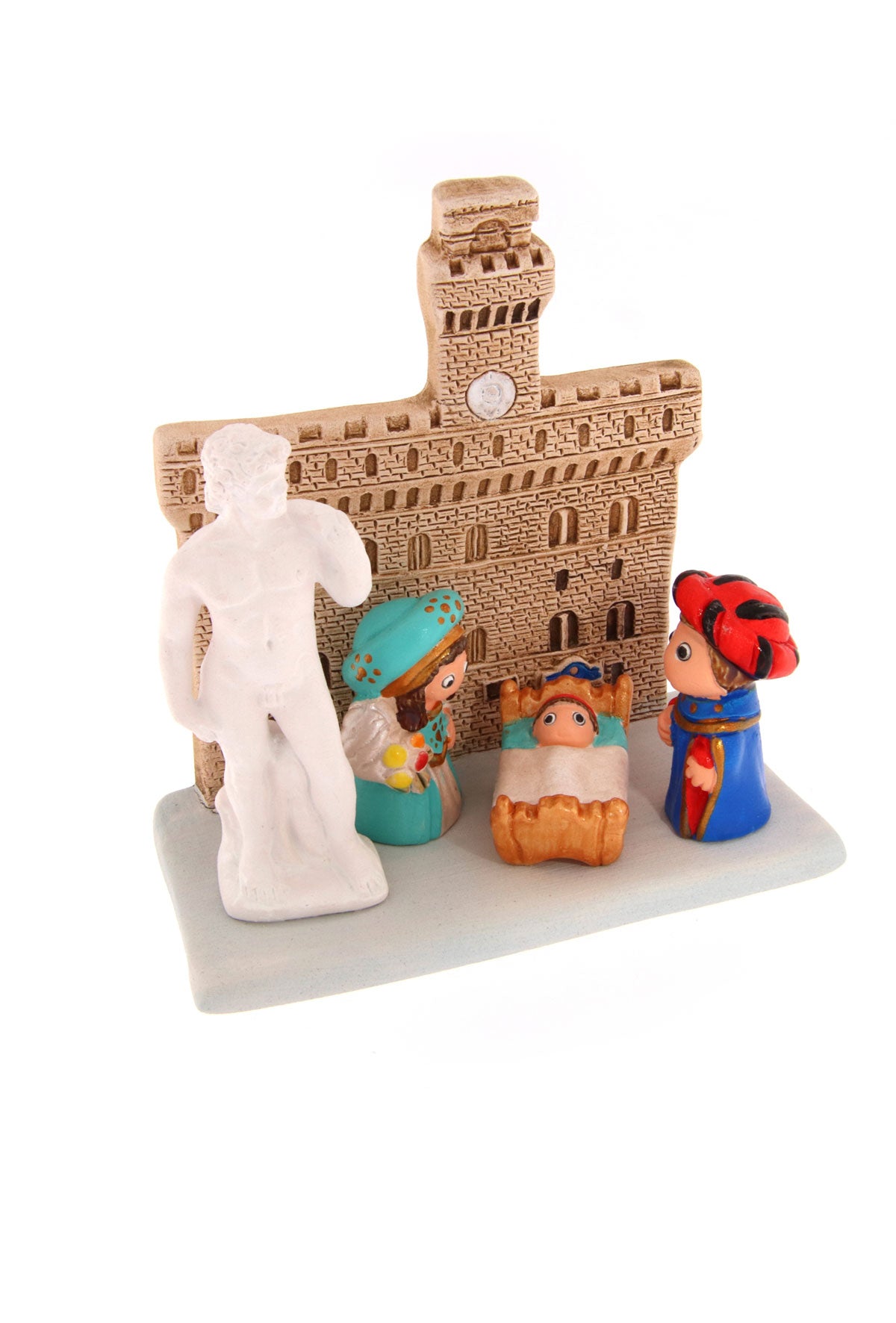 "Presepi del Mondo", in ceramica bianca semismaltata. Dimensioni 7x9 cm