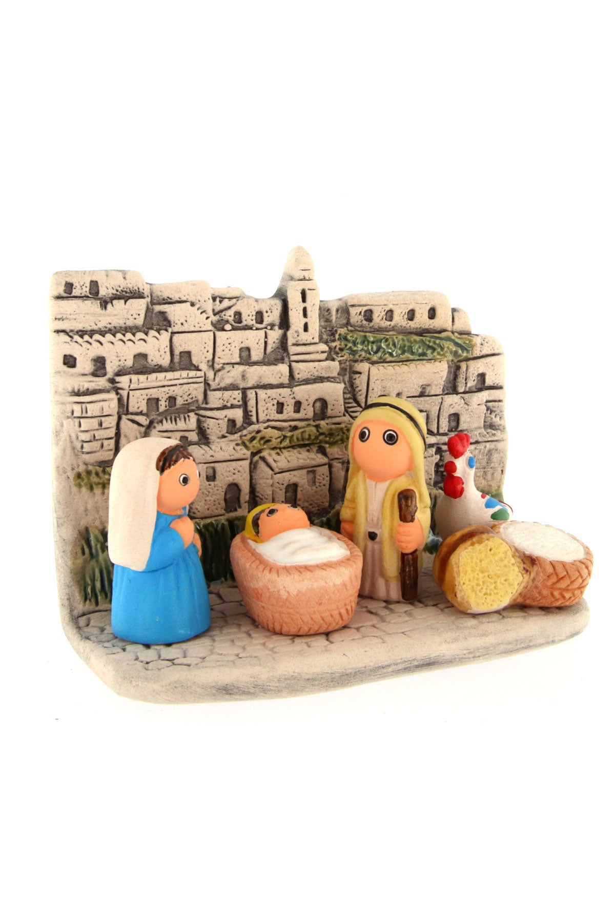 "Presepi del Mondo", in ceramica bianca semismaltata. Dimensioni 7x9 cm