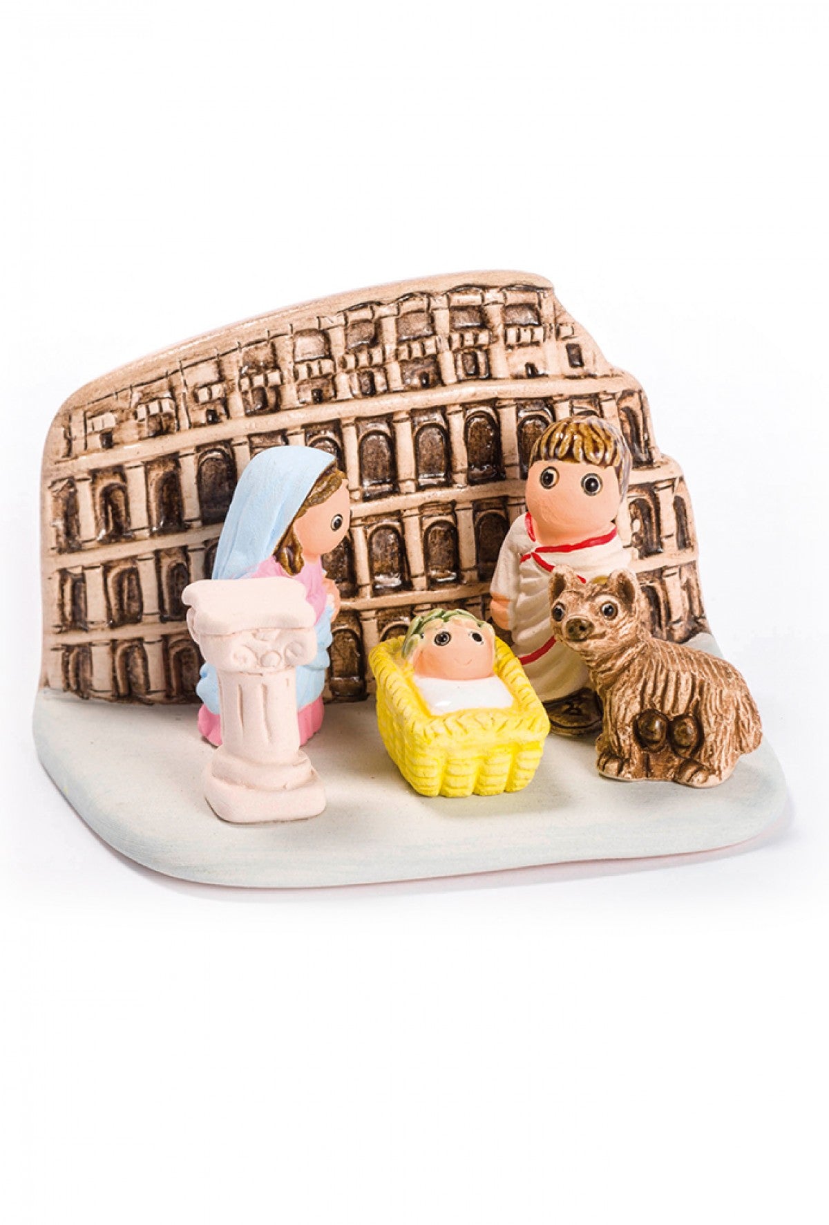 "Presepi del Mondo", in ceramica bianca semismaltata. Dimensioni 7x9 cm