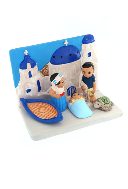 "Presepi del Mondo", in ceramica bianca semismaltata. Dimensioni 7x9 cm