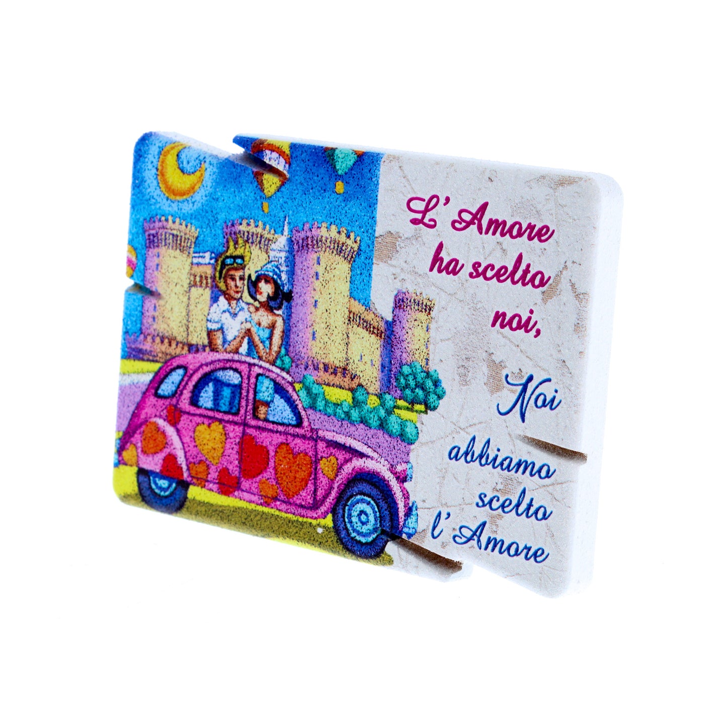 Quadro in legno con frase emozionale e immagine Amore 10x15 cm
