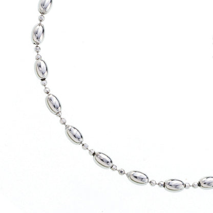 Bracciale decina maglia pallinata e grani ovali  in argento 925 rodiato. Llunghezza 17+ 3 cm