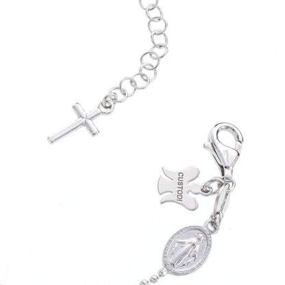 Bracciale decina maglia pallinata e grani ovali  in argento 925 rodiato. Llunghezza 17+ 3 cm