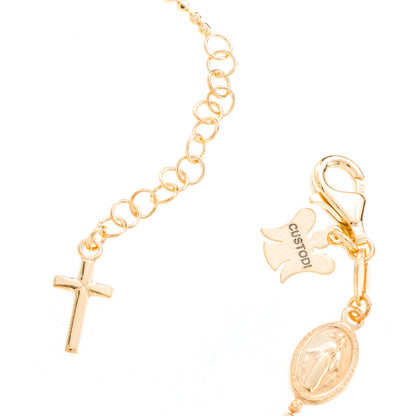 Bracciale decina maglia pallinata e grani ovali  in argento 925 rodiato. Llunghezza 17+ 3 cm