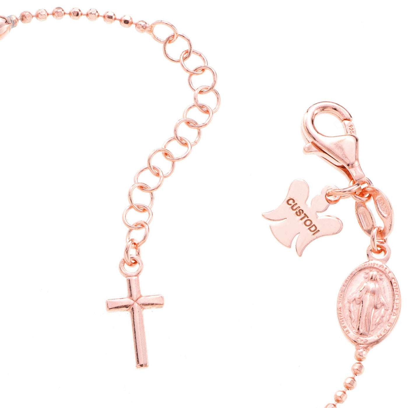 Bracciale decina maglia pallinata e grani ovali  in argento 925 rodiato. Llunghezza 17+ 3 cm