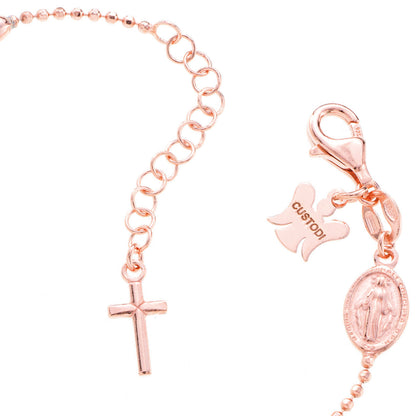 Bracciale decina maglia pallinata e grani ovali  in argento 925 rodiato. Llunghezza 17+ 3 cm