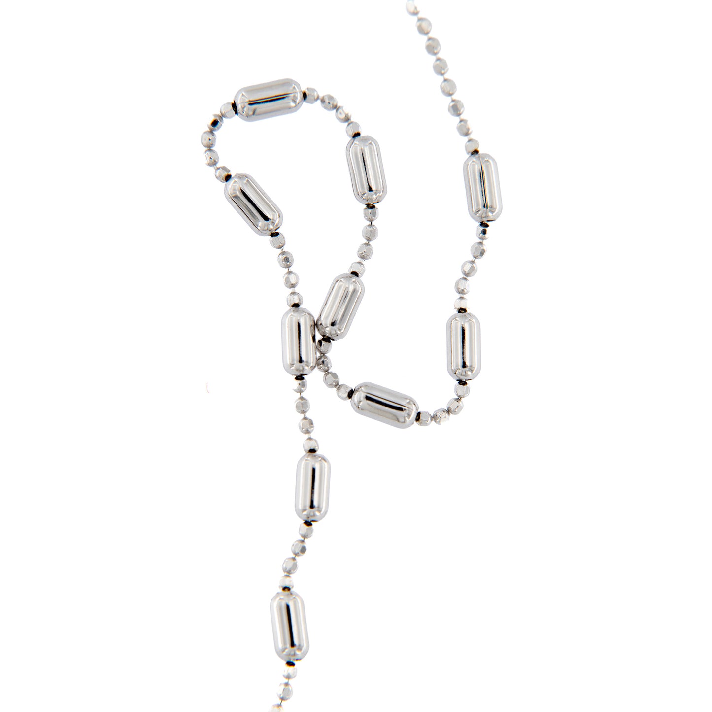 Bracciale decina con acini a barilottino in argento 925 rodiato. Lunghezza  17+3 cm