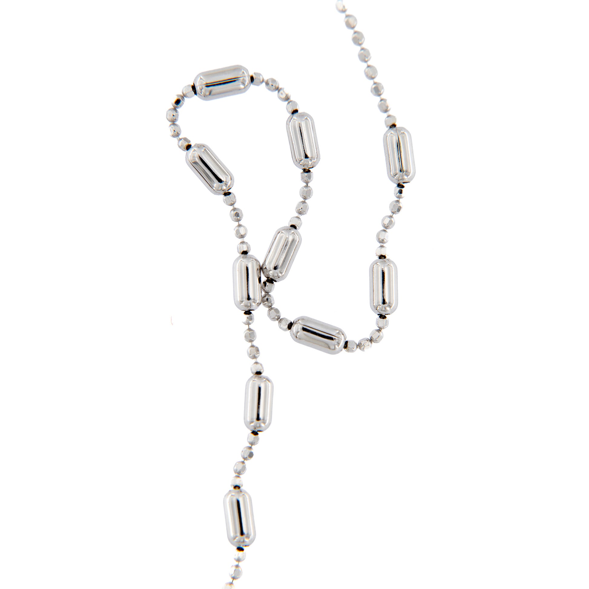 Bracciale decina con acini a barilottino in argento 925 rodiato. Lunghezza  17+3 cm