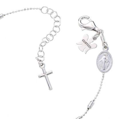 Bracciale decina con acini a barilottino in argento 925 rodiato. Lunghezza  17+3 cm