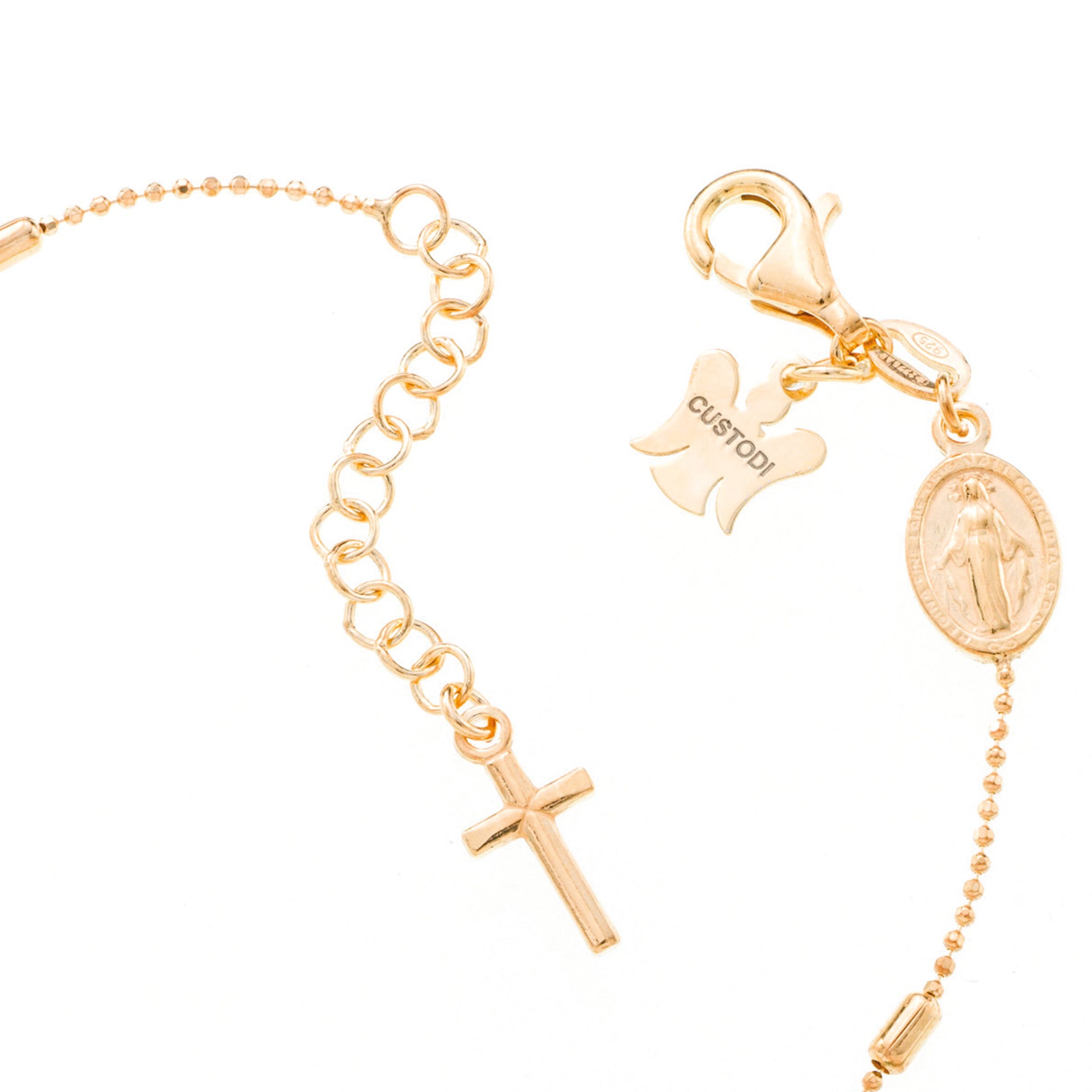 Bracciale decina con acini a barilottino in argento 925 rodiato. Lunghezza  17+3 cm
