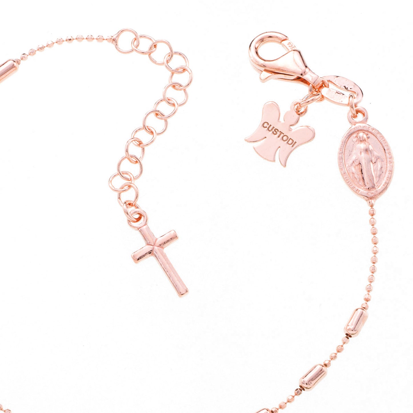 Bracciale decina con acini a barilottino in argento 925 rodiato. Lunghezza  17+3 cm