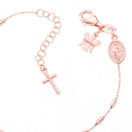 Bracciale decina con acini a barilottino in argento 925 rodiato. Lunghezza  17+3 cm