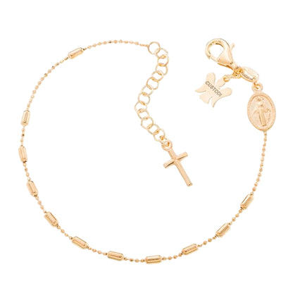 Bracciale decina con acini a barilottino in argento 925 rodiato. Lunghezza  17+3 cm