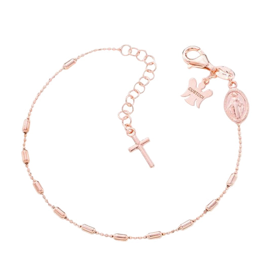 Bracciale decina con acini a barilottino in argento 925 rodiato. Lunghezza  17+3 cm