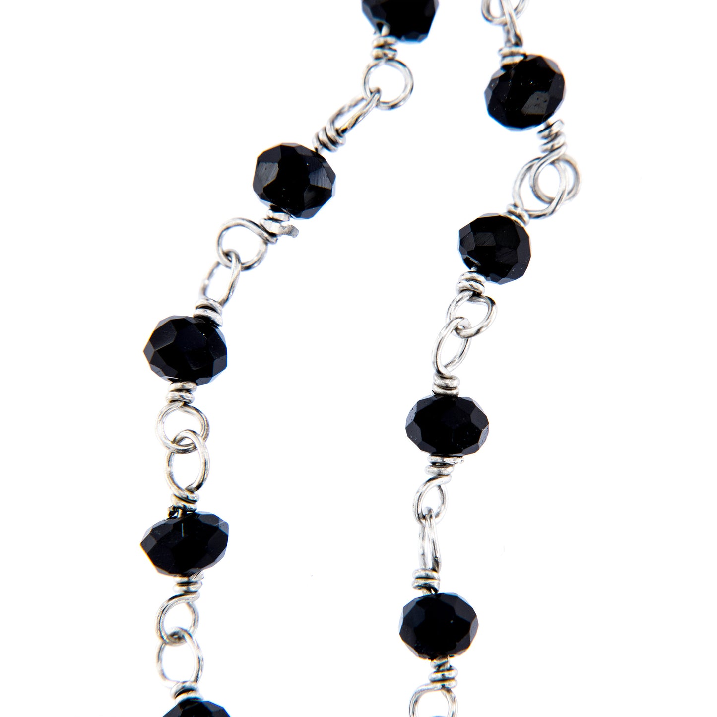 Bracciale "Albero della Vita" con cristalli neri  in argento 925 rodiato. Lunghezza 17+3 cm