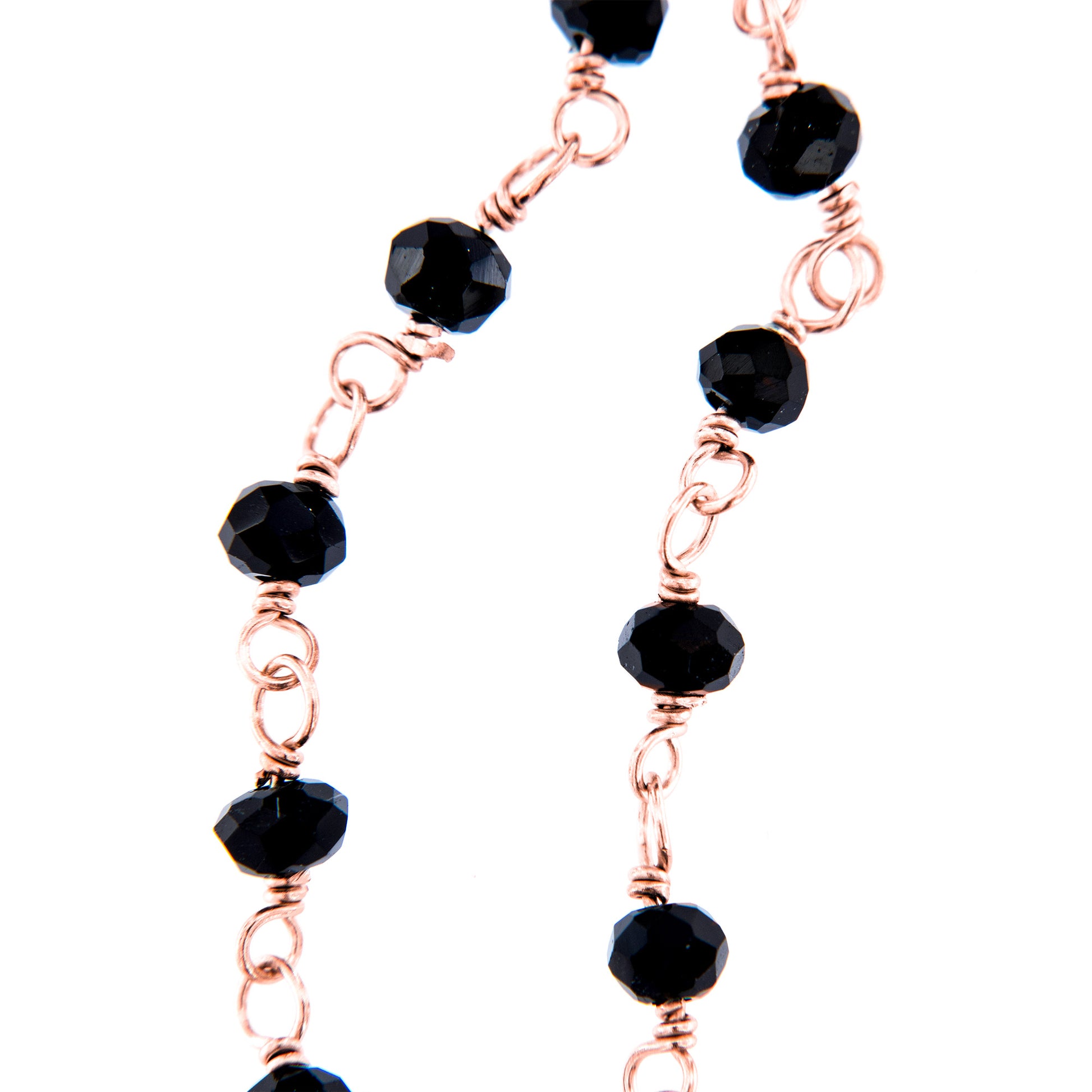 Bracciale "Albero della Vita" con cristalli neri  in argento 925 rodiato. Lunghezza 17+3 cm