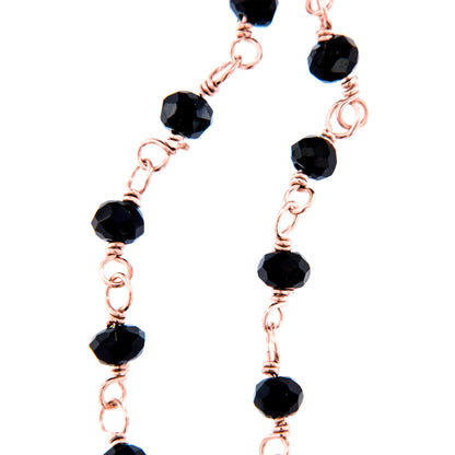 Bracciale "Albero della Vita" con cristalli neri  in argento 925 rodiato. Lunghezza 17+3 cm