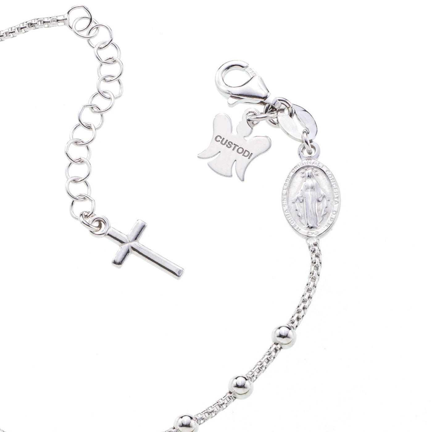 Bracciale decina maglia coreana in argento 925 rodiato. Lunghezza  17+3 cm