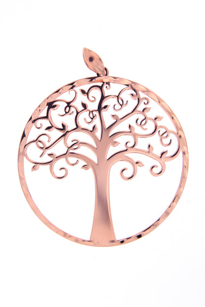 Ciondolo Albero della Vita in argento 925 rodiato. Diametro 4,5 cm