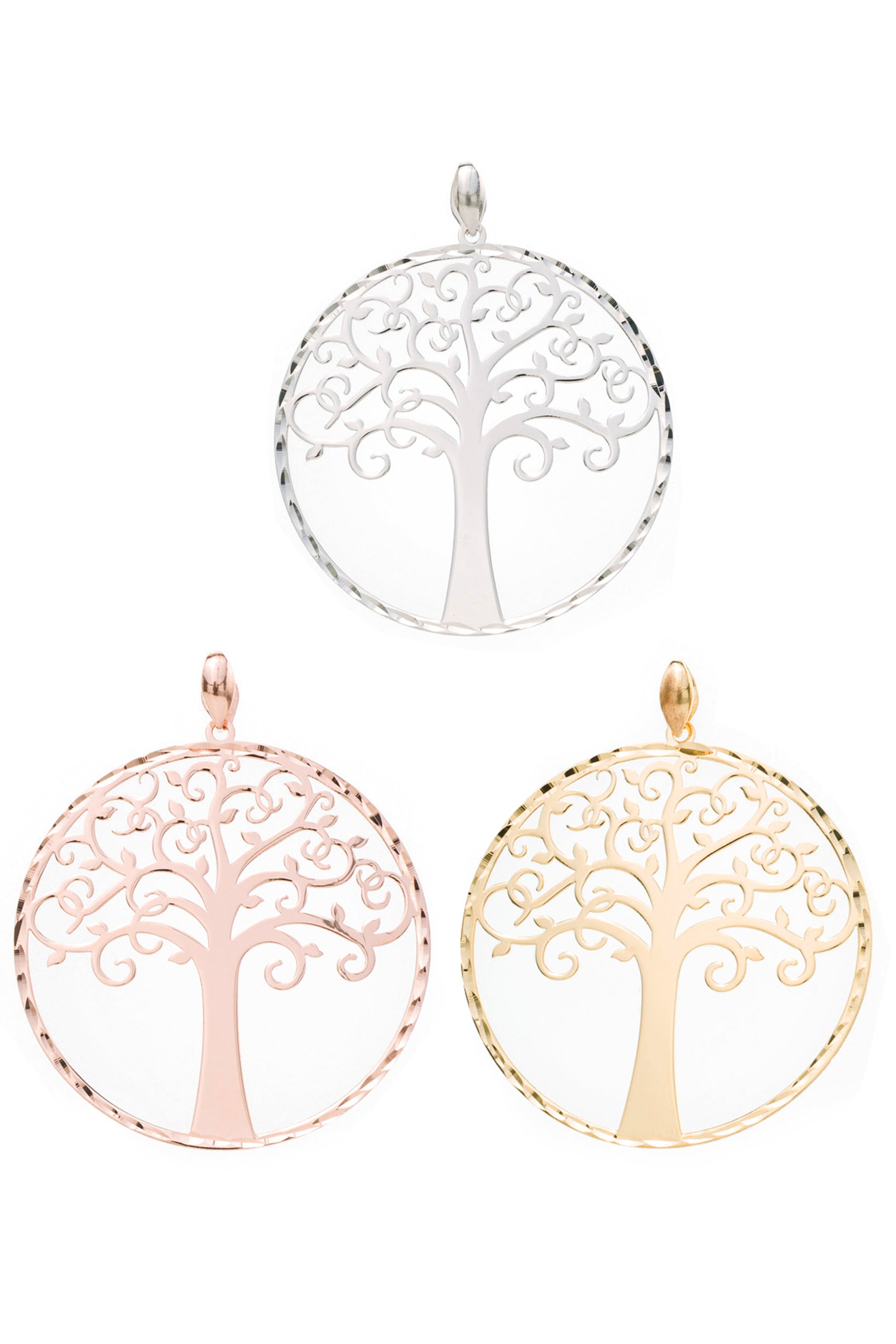 Ciondolo Albero della Vita in argento 925 rodiato   diametro 2,5 cm