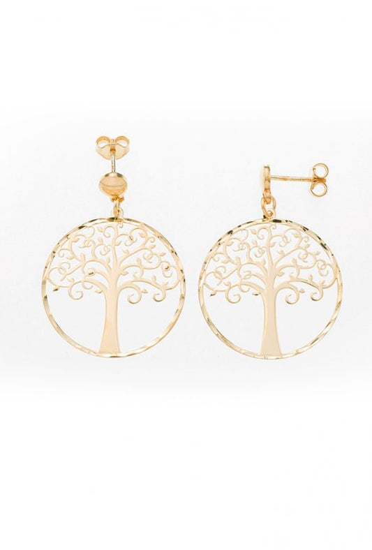 Orecchini pendente "Albero della Vita" in argento 925 rodiato. Diametro 2,5 cm