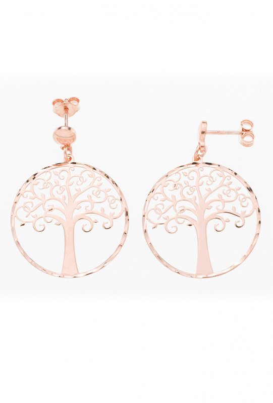 Orecchini pendente "Albero della Vita" in argento 925 rodiato. Diametro 2,5 cm
