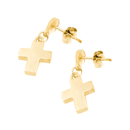 Orecchini pendente Croce in argento 925 rodiato. Dimensioni 1x1,5 cm