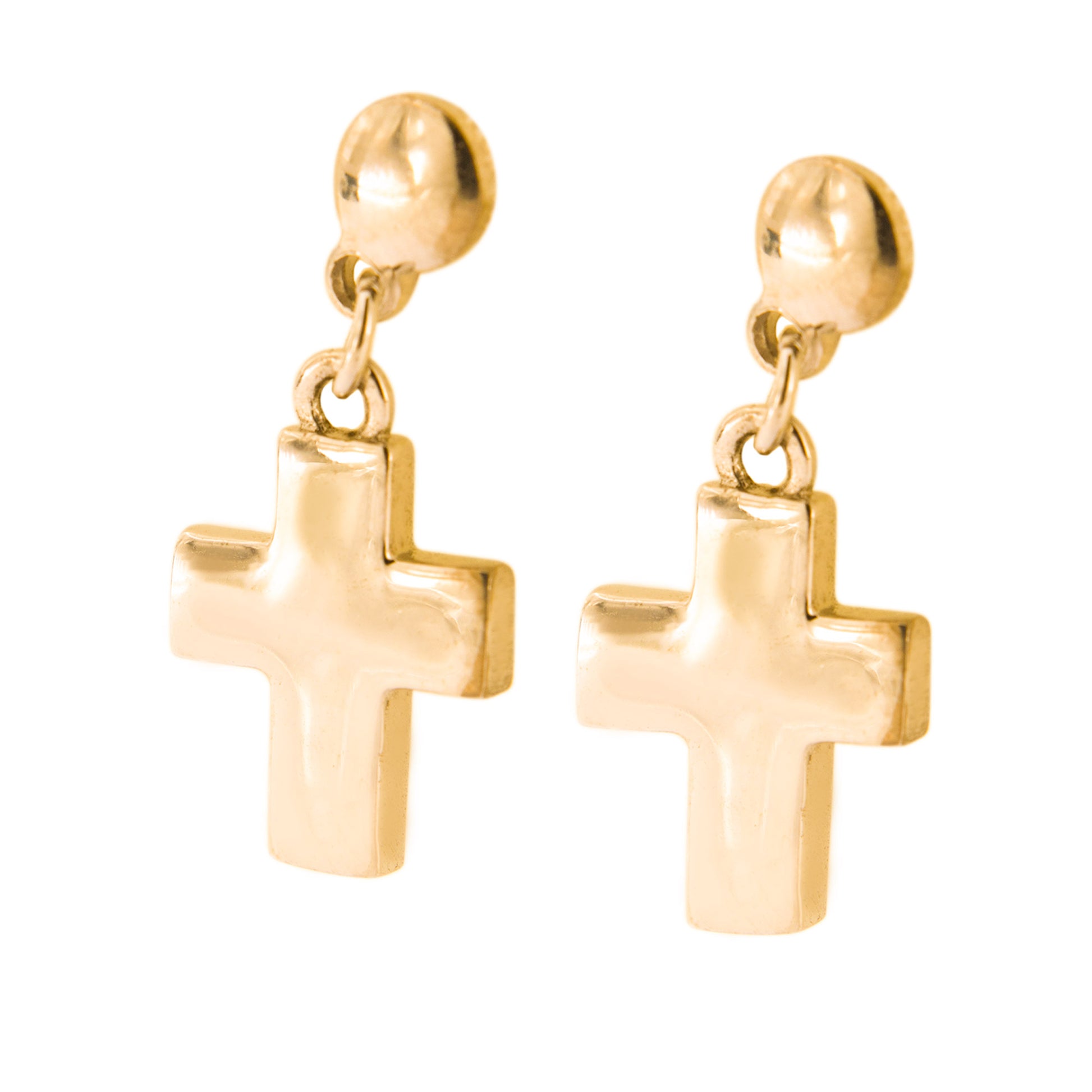 Orecchini pendente Croce in argento 925 rodiato. Dimensioni 1x1,5 cm