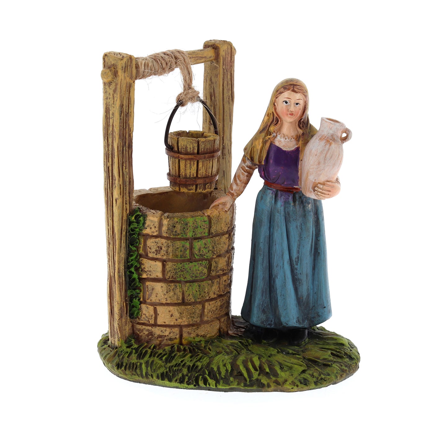Donna al pozzo in resina. Altezza 11 cm