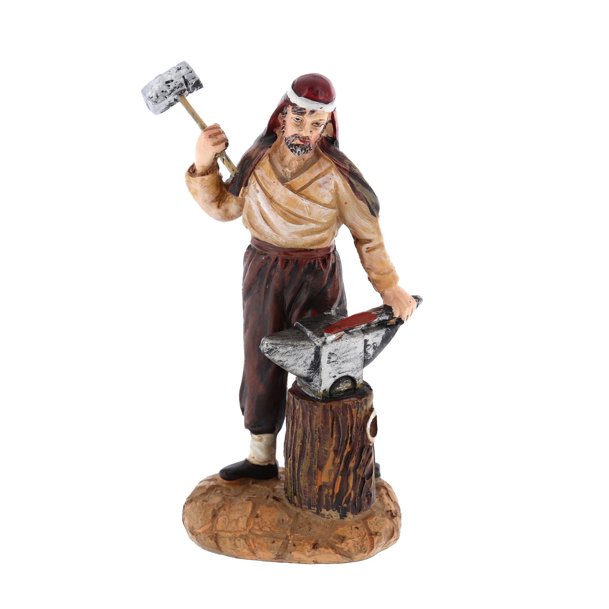 Fabbro con incudine, in resina. Altezza 12 cm