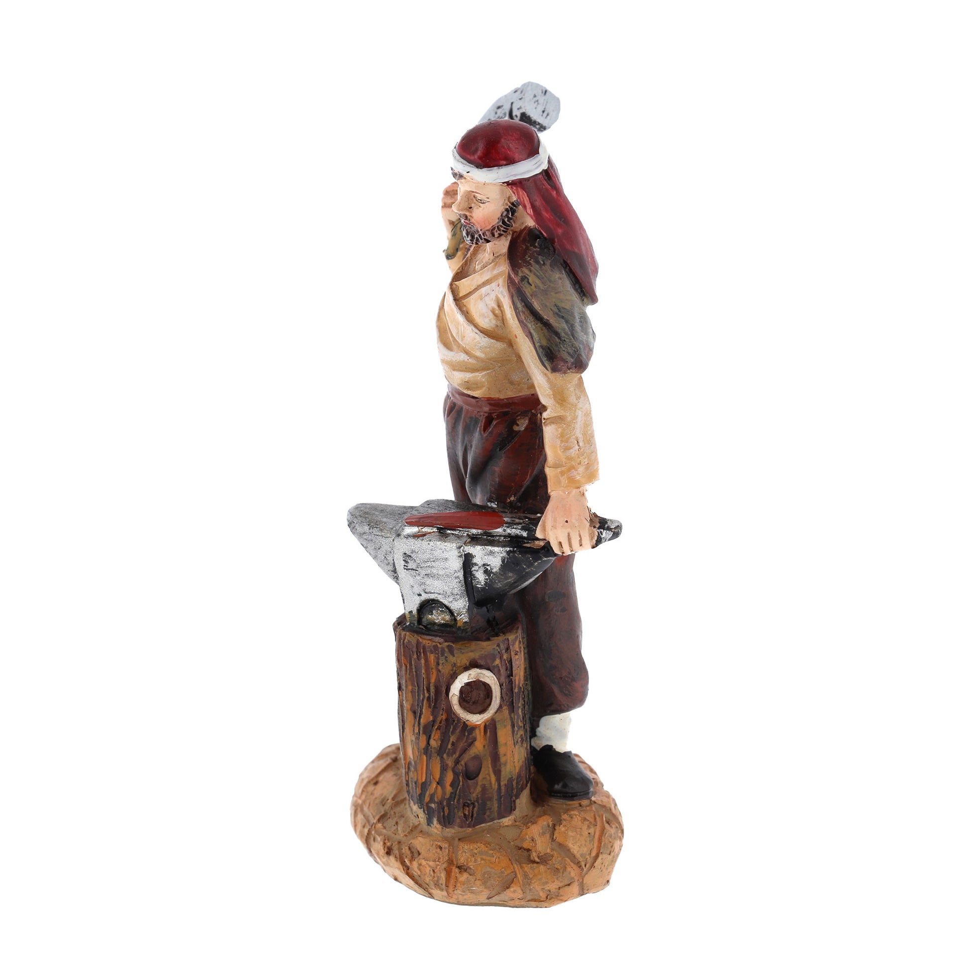 Fabbro con incudine, in resina. Altezza 12 cm