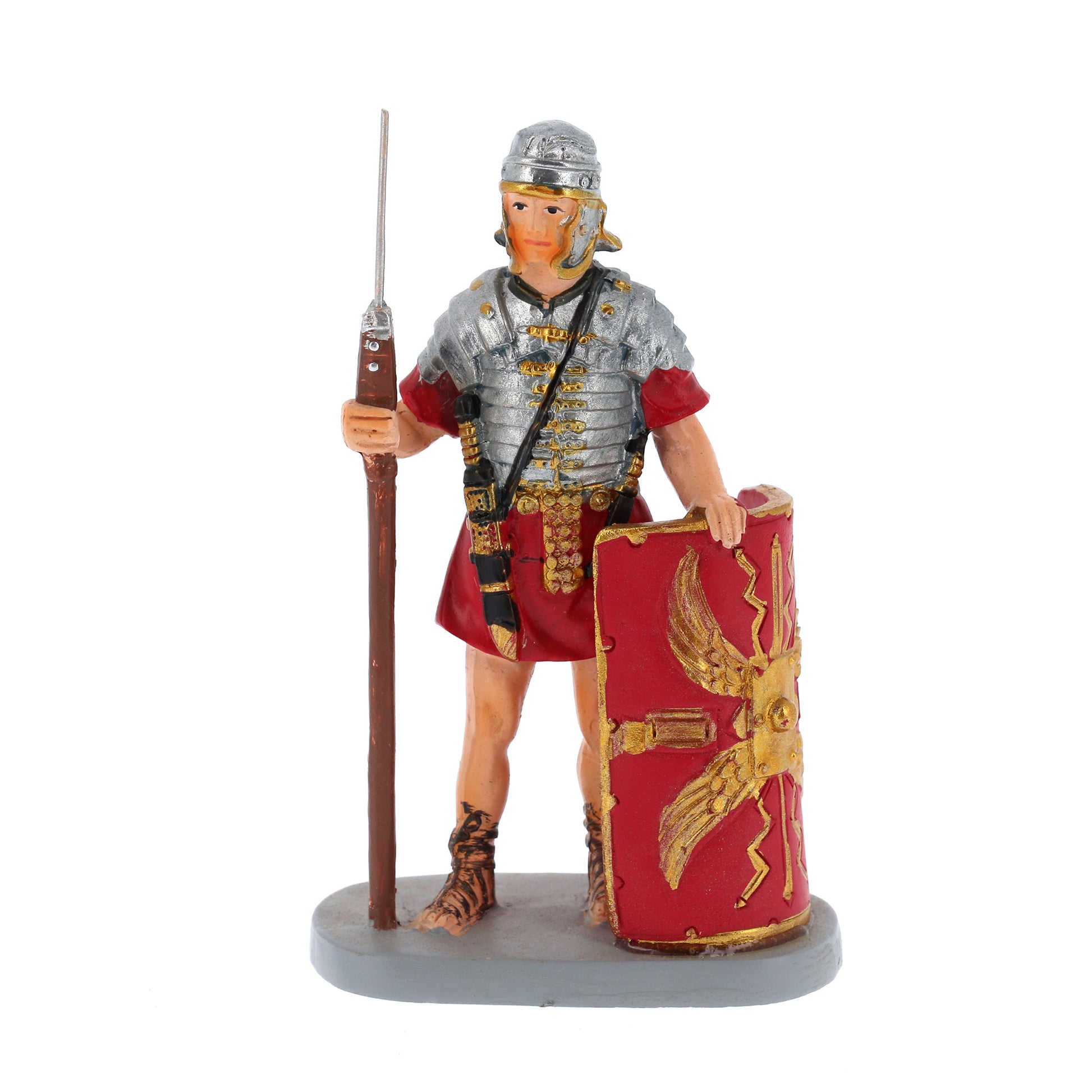 Soldato con scudo in resina. Altezza 10 cm