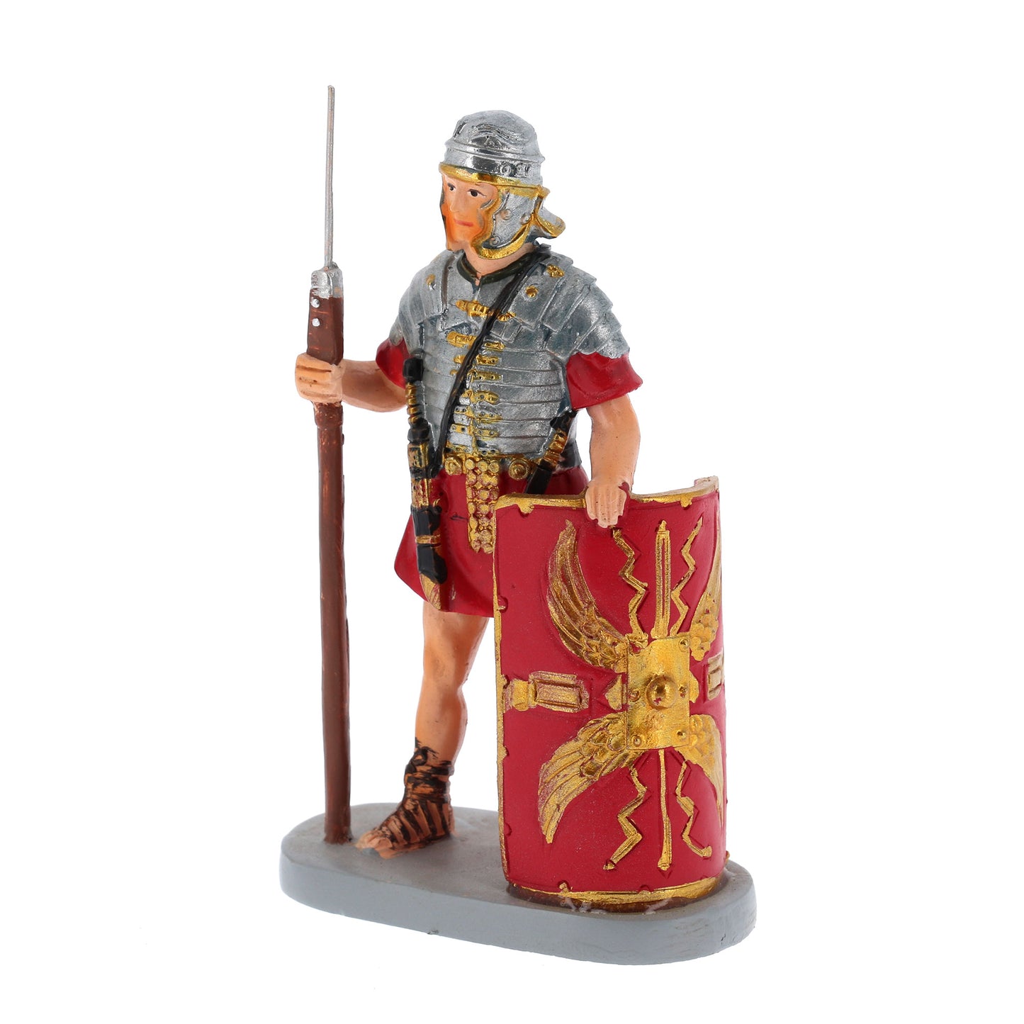 Soldato con scudo in resina. Altezza 10 cm