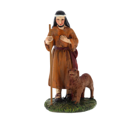 Pastore con cane in resina. Altezza 10 cm