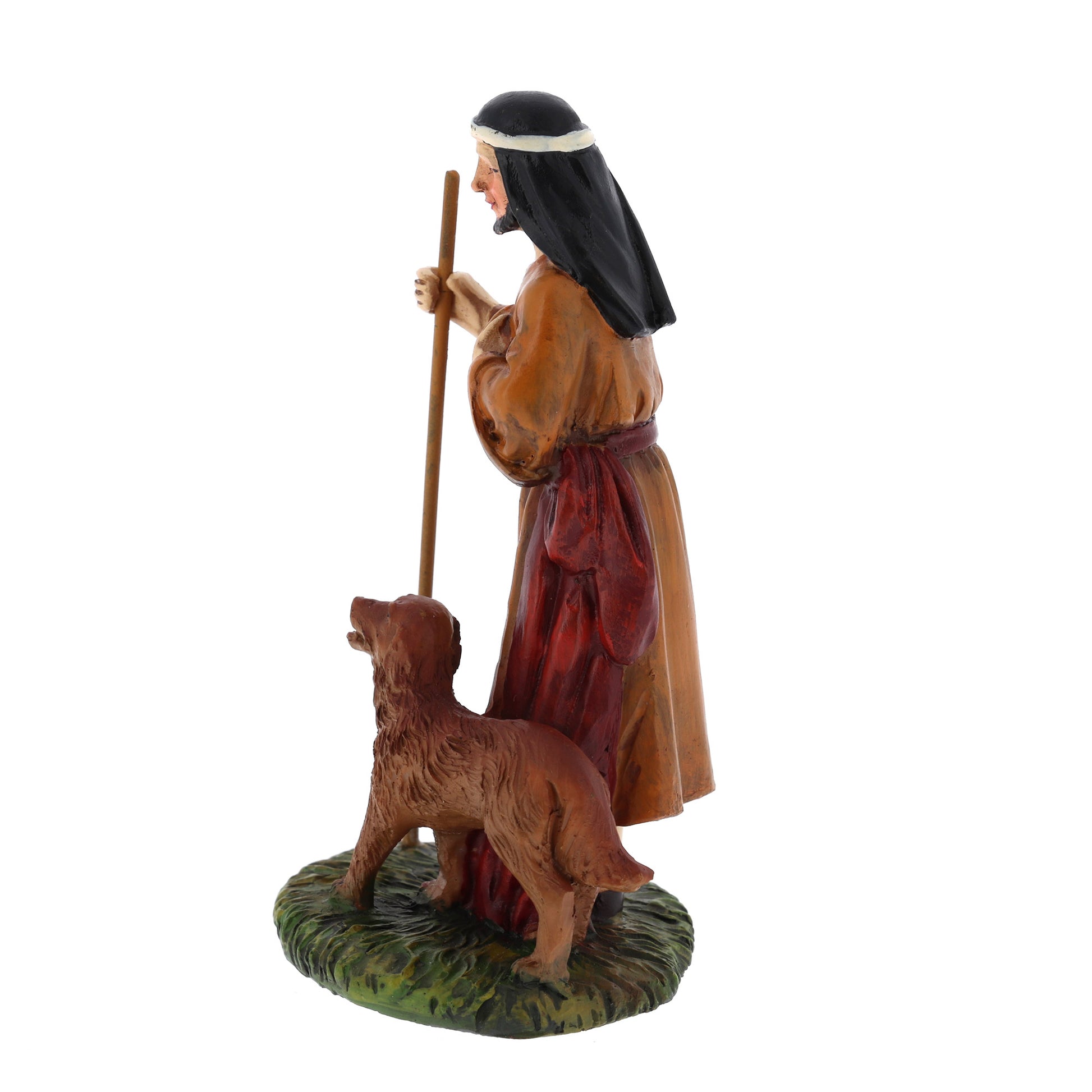 Pastore con cane in resina. Altezza 10 cm