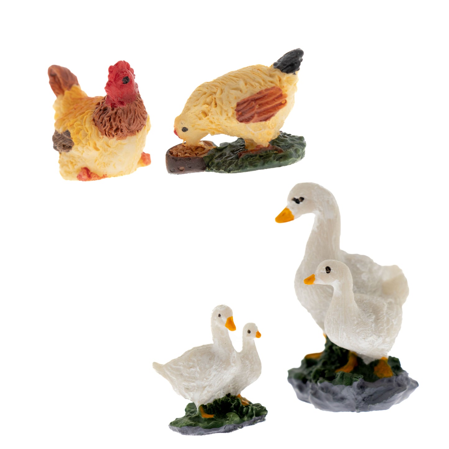 Confezione 4 animali in resina. Altezza 2,5 cm