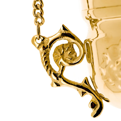 Lanterna a sospensione in ottone lucido. Dimensioni 8x15 cm