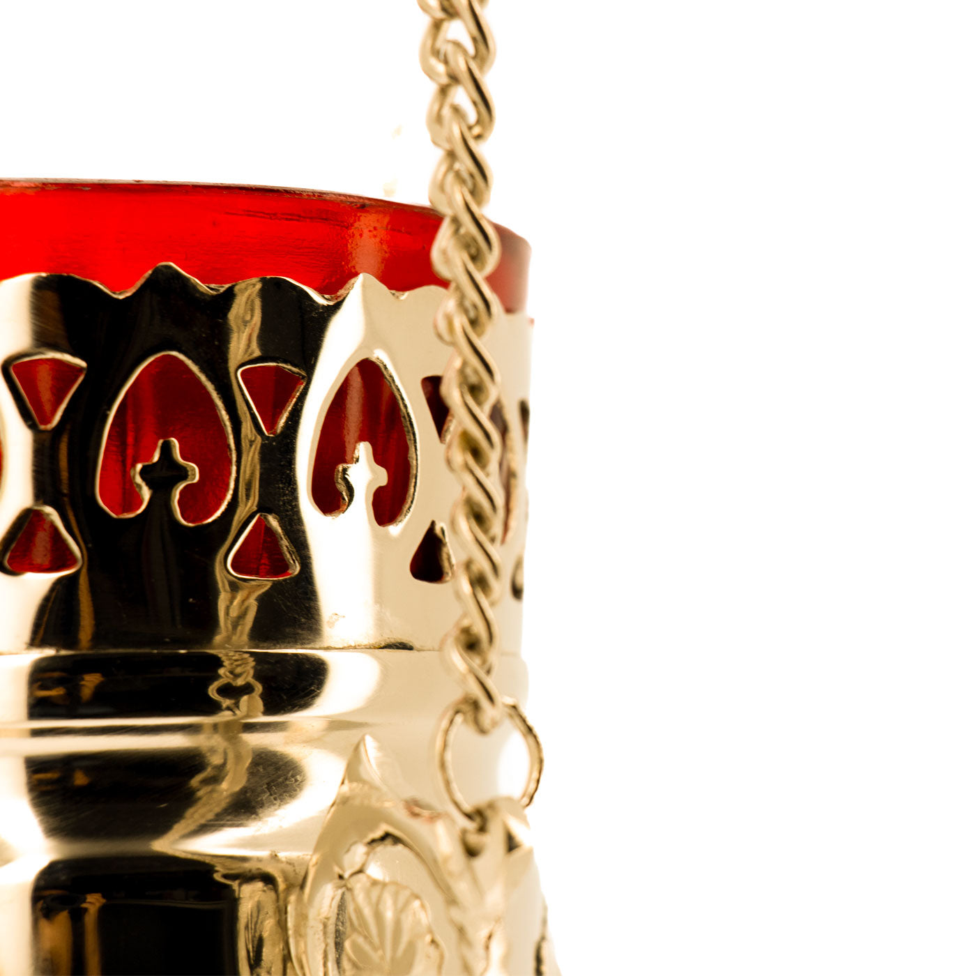 Lanterna a sospensione in ottone lucido. Dimensioni 8x15 cm