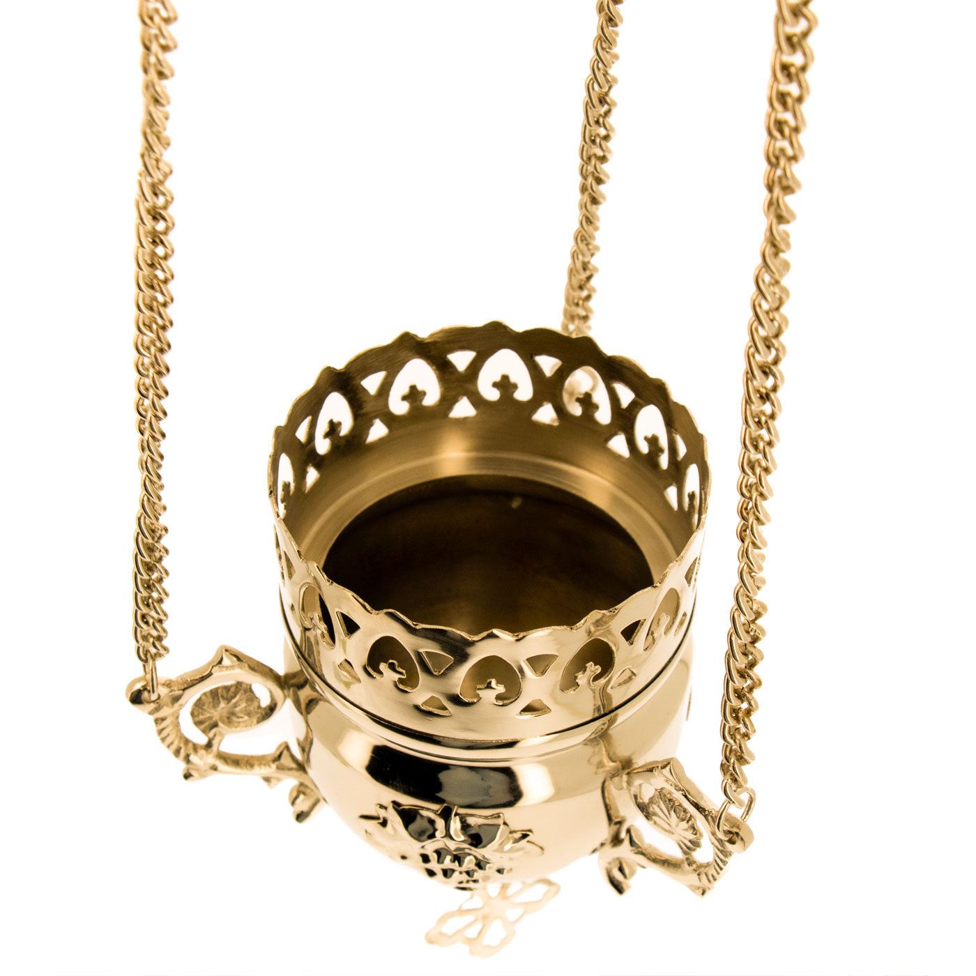 Lanterna a sospensione in ottone lucido. Dimensioni 8x15 cm